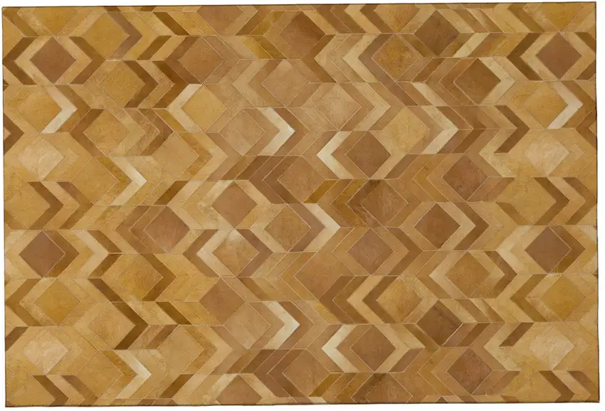 Brown Ivory And Beige Geometric Washable Area Rug With UV Protection Photo 2