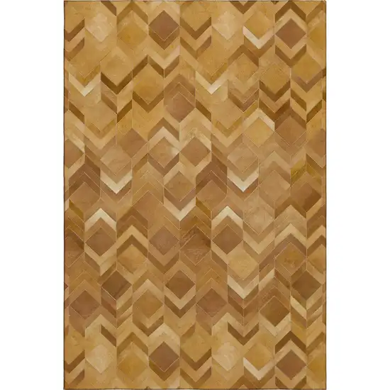 Brown Ivory And Beige Geometric Washable Area Rug With UV Protection Photo 2