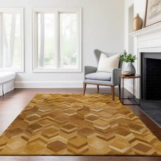 Brown Ivory And Beige Geometric Washable Area Rug With UV Protection Photo 7