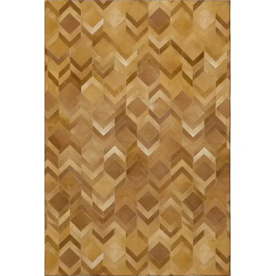 Brown Ivory And Beige Geometric Washable Area Rug With UV Protection Photo 5