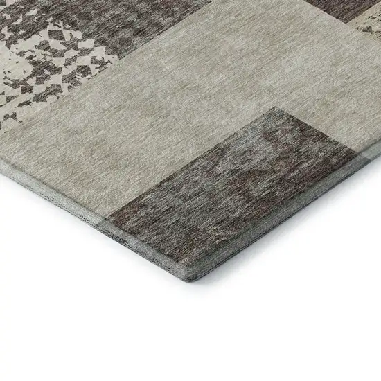 Brown Ivory And Beige Geometric Washable Area Rug With UV Protection Photo 7