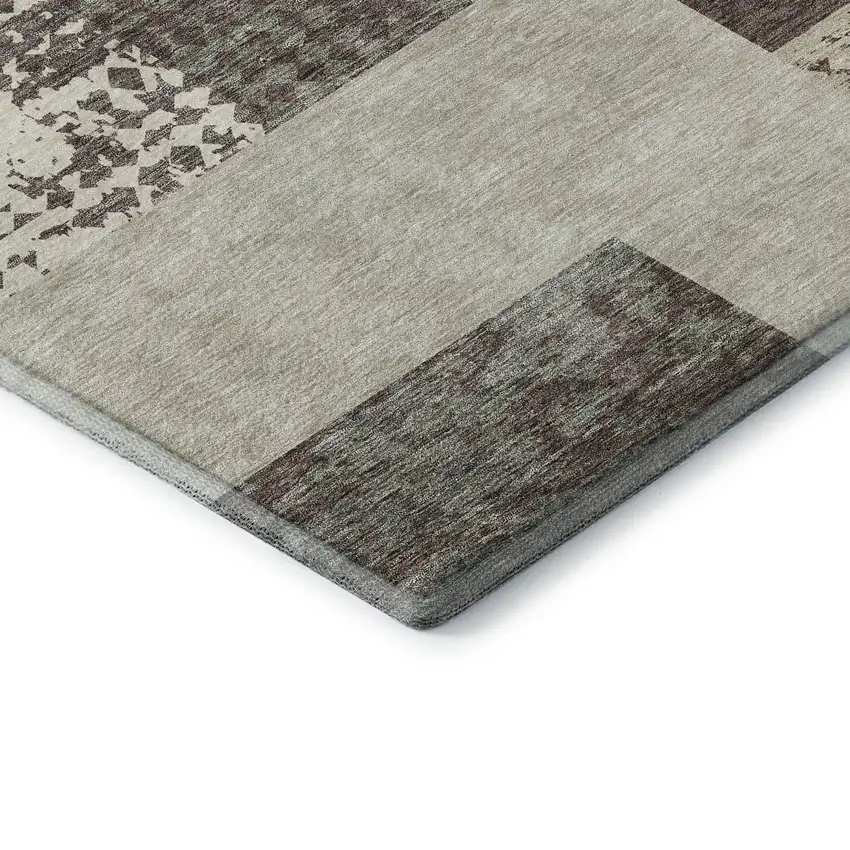 Brown Ivory And Beige Geometric Washable Area Rug With UV Protection Photo 7