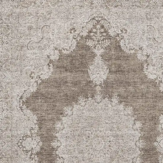 Brown Ivory And Beige Oriental Washable Area Rug With UV Protection Photo 2