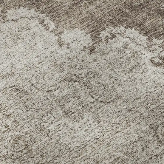 Brown Ivory And Beige Oriental Washable Area Rug With UV Protection Photo 9