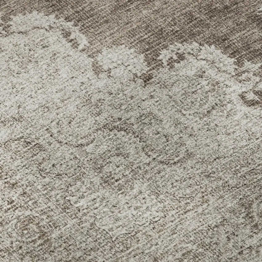 Brown Ivory And Beige Oriental Washable Area Rug With UV Protection Photo 9