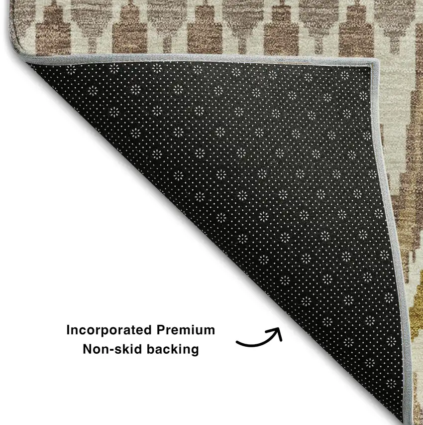 Brown Ivory And Beige Southwestern Washable Area Rug With UV Protection Photo 6