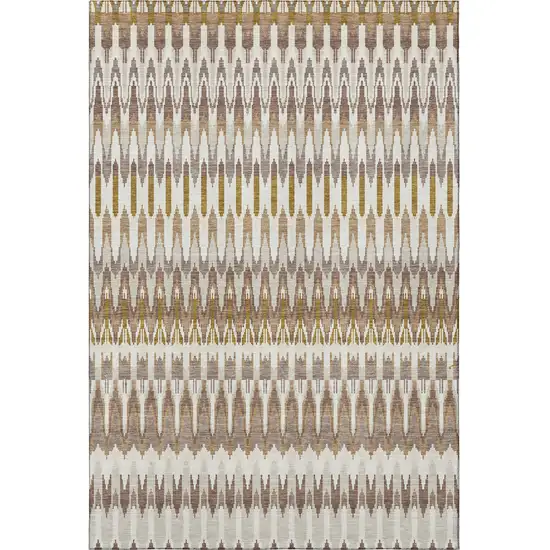 Brown Ivory And Beige Southwestern Washable Area Rug With UV Protection Photo 3