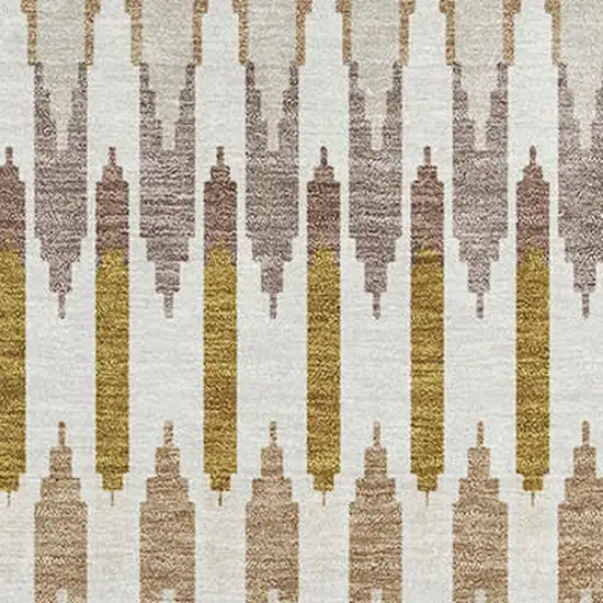 Brown Ivory And Beige Southwestern Washable Area Rug With UV Protection Photo 3