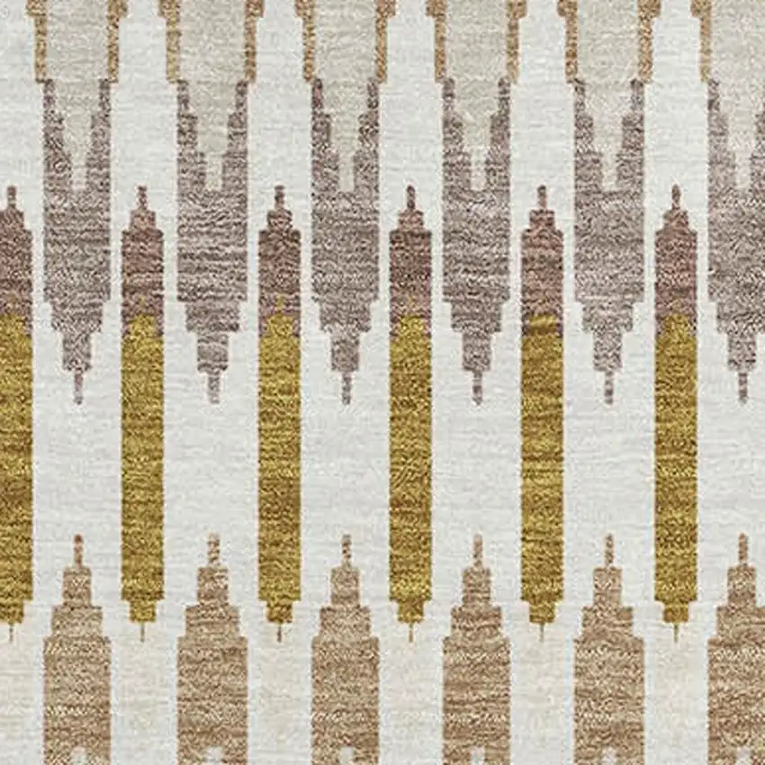 Brown Ivory And Beige Southwestern Washable Area Rug With UV Protection Photo 3