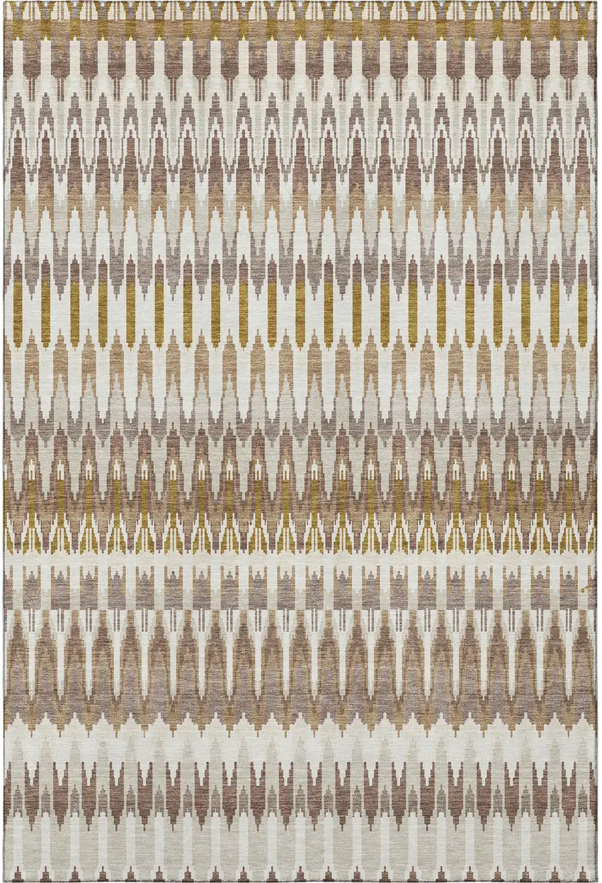 Brown Ivory And Beige Southwestern Washable Area Rug With UV Protection Photo 4