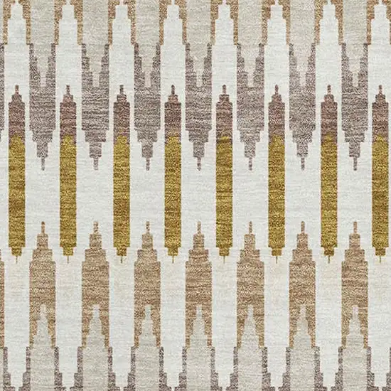 Brown Ivory And Beige Southwestern Washable Area Rug With UV Protection Photo 3