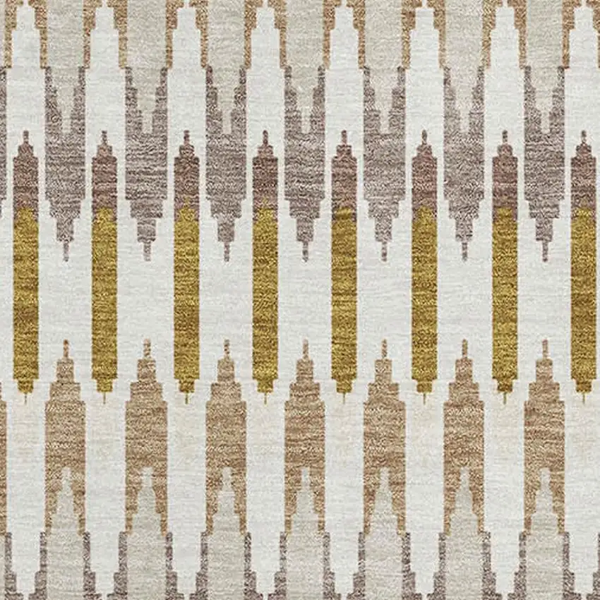 Brown Ivory And Beige Southwestern Washable Area Rug With UV Protection Photo 3