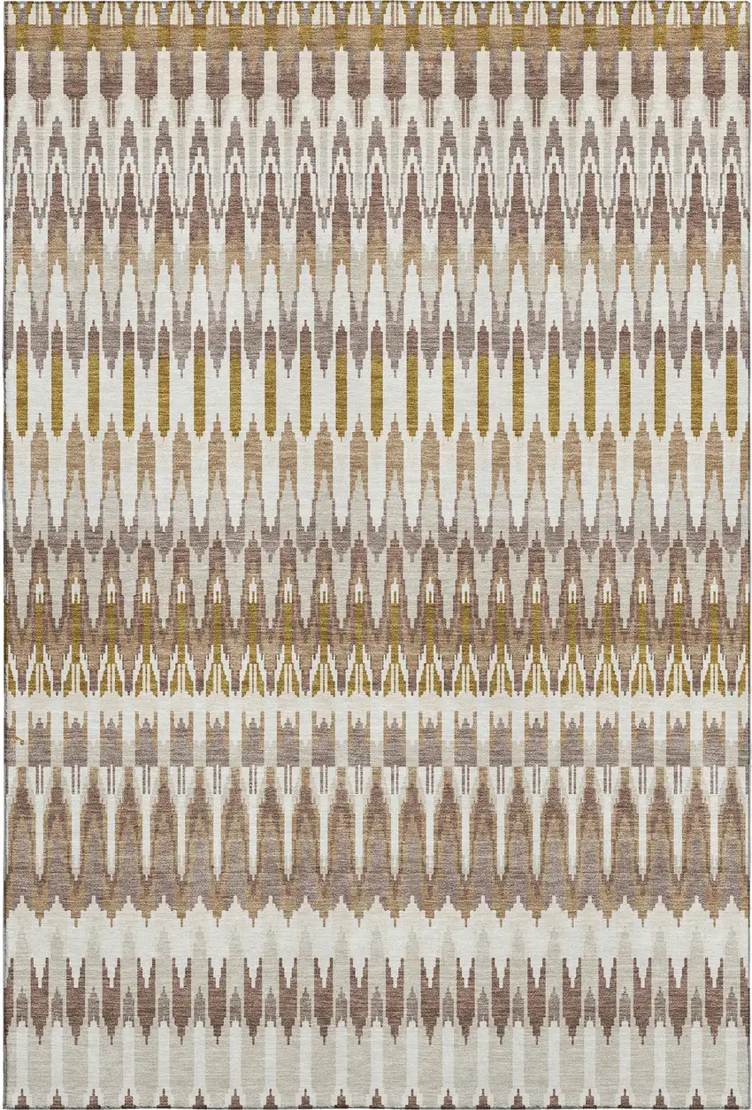 Brown Ivory And Beige Southwestern Washable Area Rug With UV Protection Photo 1