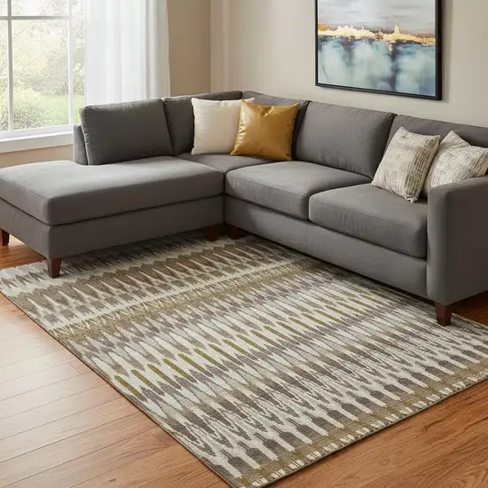 Brown Ivory And Beige Southwestern Washable Area Rug With UV Protection Photo 1