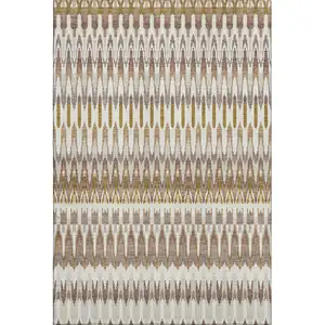 Photo of Brown Ivory And Beige Southwestern Washable Area Rug With UV Protection