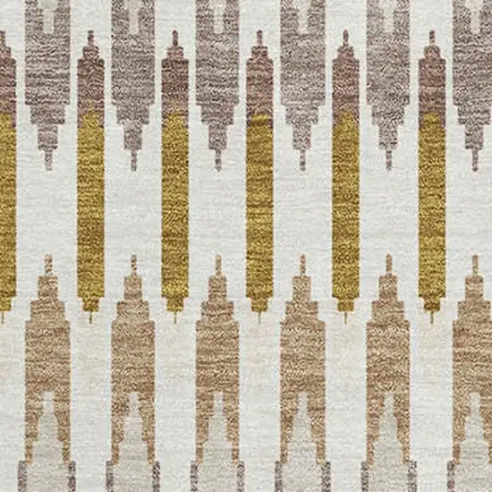 Brown Ivory And Beige Southwestern Washable Area Rug With UV Protection Photo 3