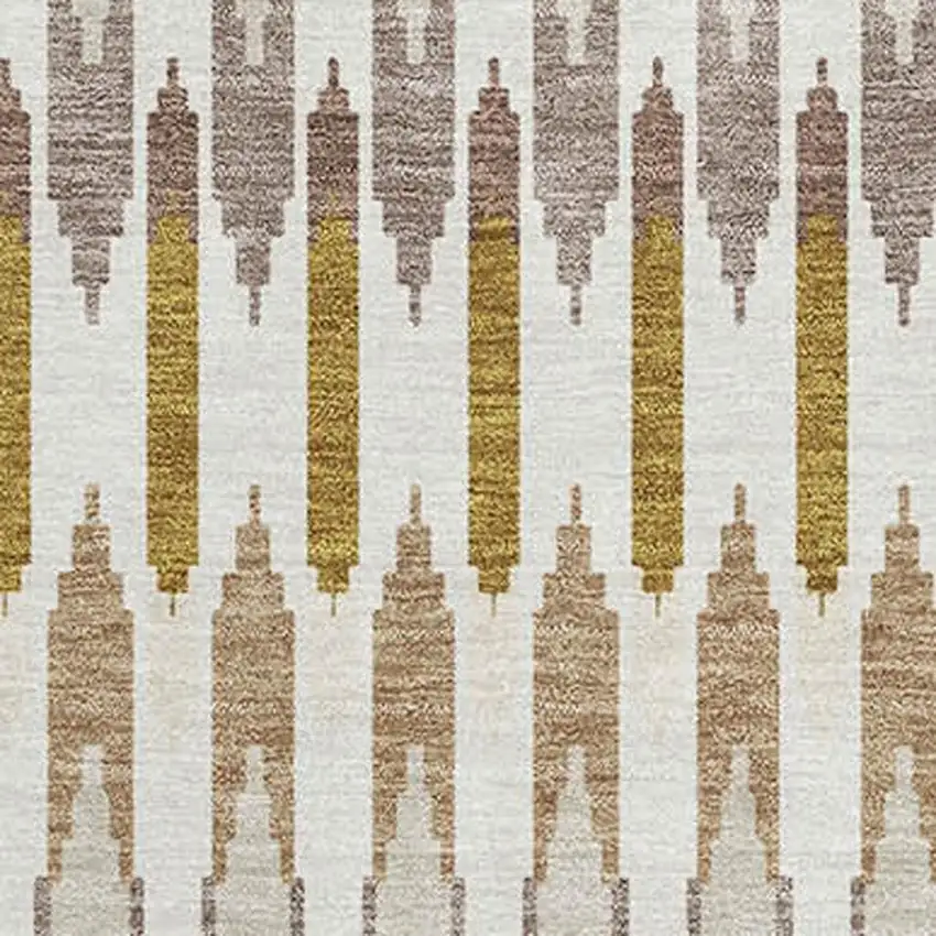 Brown Ivory And Beige Southwestern Washable Area Rug With UV Protection Photo 3