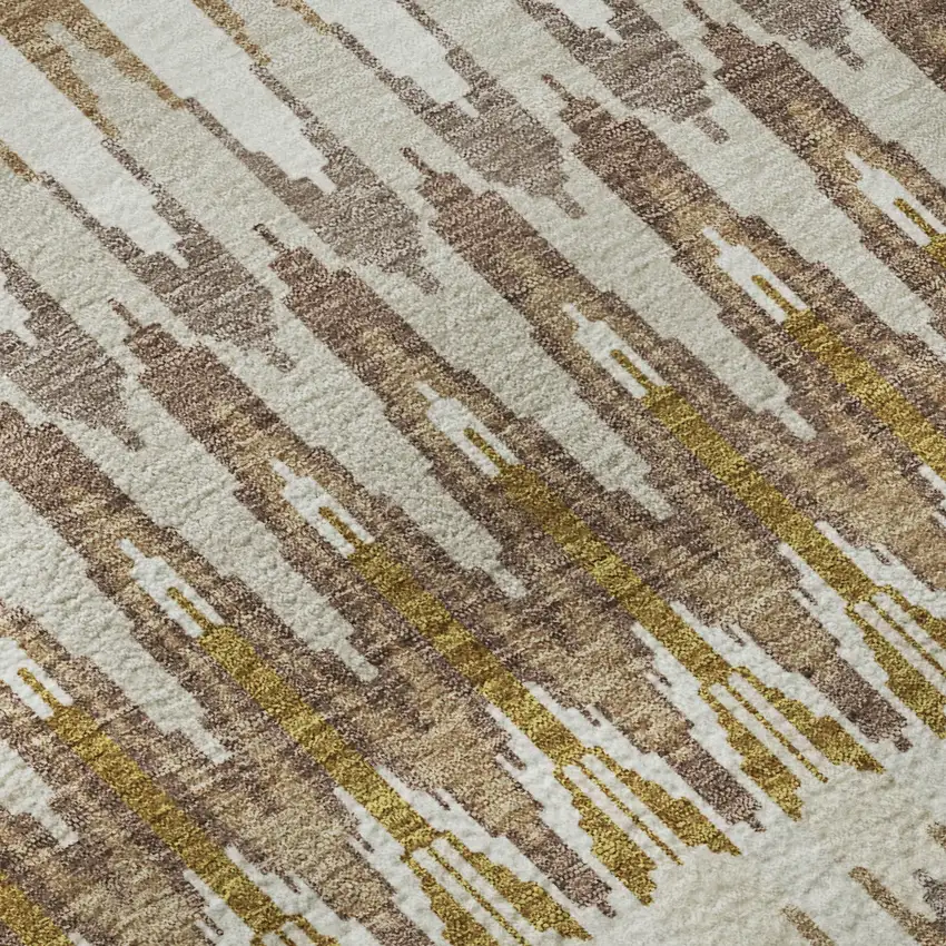 Brown Ivory And Beige Southwestern Washable Area Rug With UV Protection Photo 9