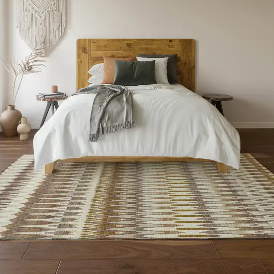 Brown Ivory And Beige Southwestern Washable Area Rug With UV Protection Photo 6