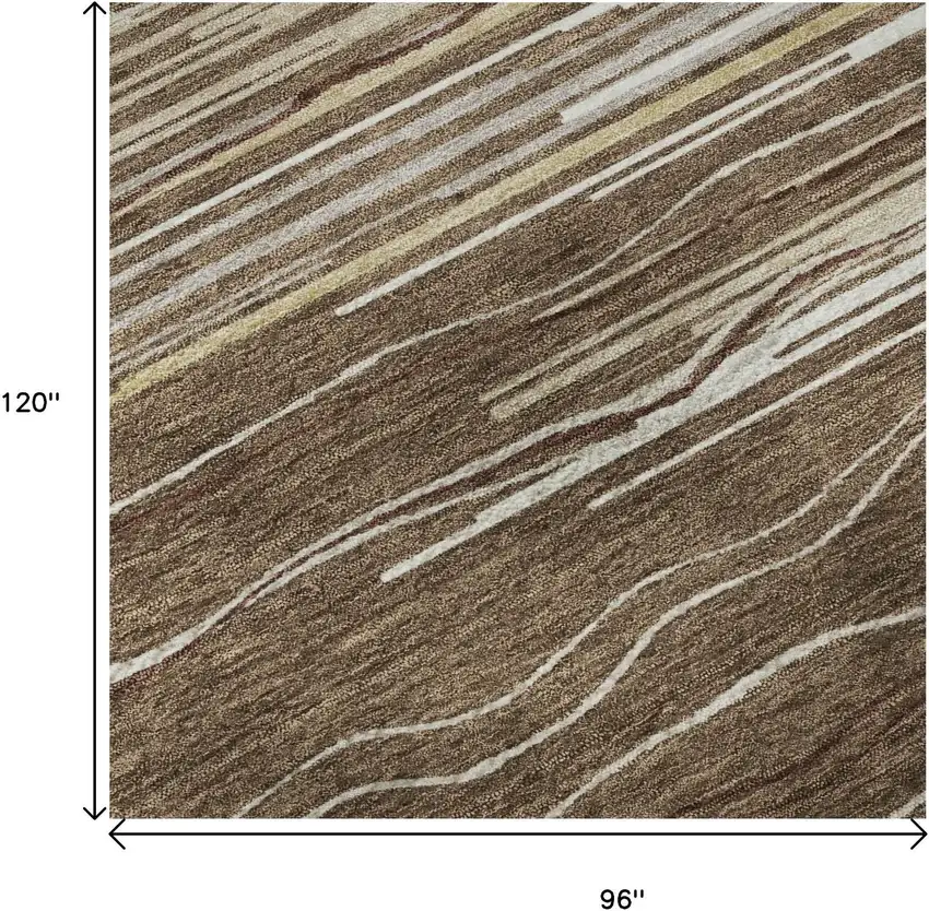 Brown Ivory And Beige Striped Washable Area Rug With UV Protection Photo 9