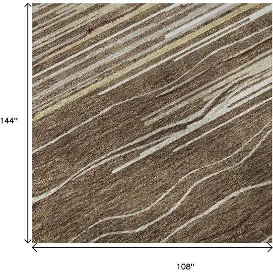 Brown Ivory And Beige Striped Washable Area Rug With UV Protection Photo 9