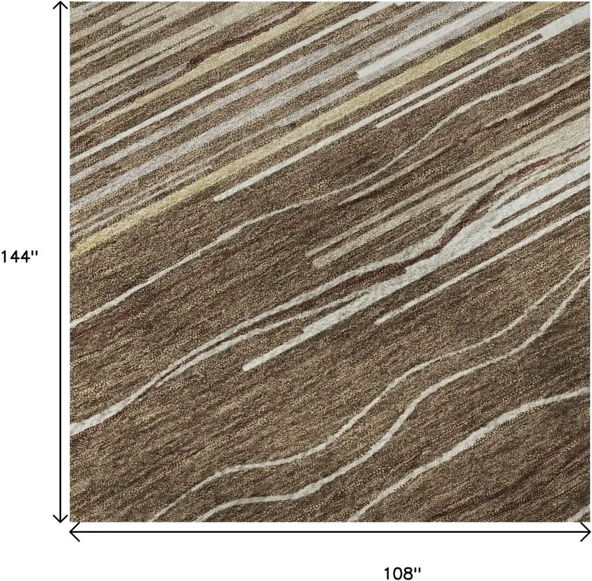 Brown Ivory And Beige Striped Washable Area Rug With UV Protection Photo 9