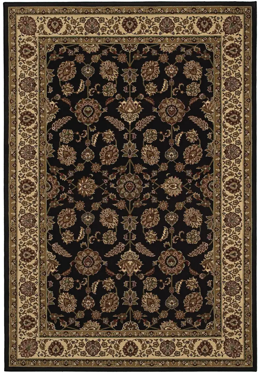 Brown Ivory And Black Oriental Area Rug Photo 4