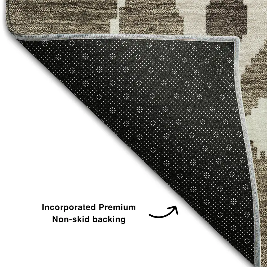 Brown Ivory And Blue Ikat Washable Area Rug With UV Protection Photo 7