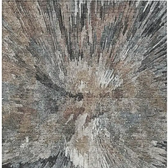 Brown Ivory And Charcoal Abstract Washable Indoor Outdoor Area Rug Photo 5