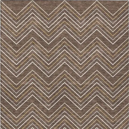 Brown Ivory And Copper Geometric Washable Indoor Outdoor Area Rug Photo 3