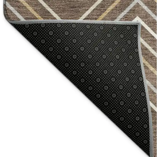 Brown Ivory And Copper Geometric Washable Indoor Outdoor Area Rug Photo 9