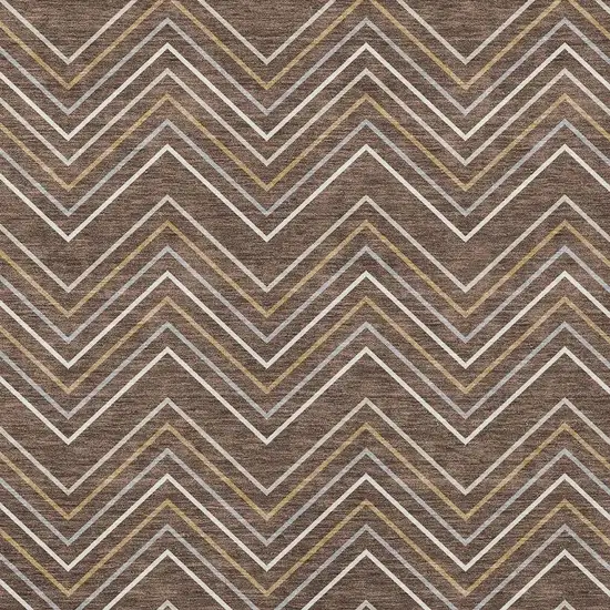 Brown Ivory And Copper Geometric Washable Indoor Outdoor Area Rug Photo 2