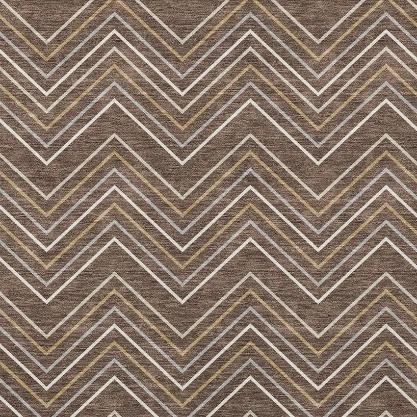 Brown Ivory And Copper Geometric Washable Indoor Outdoor Area Rug Photo 2