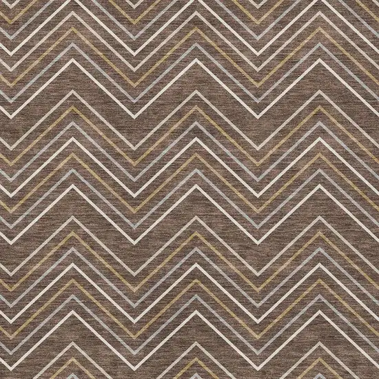 Brown Ivory And Copper Geometric Washable Indoor Outdoor Area Rug Photo 2