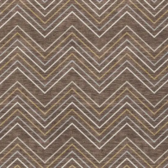 Brown Ivory And Copper Geometric Washable Indoor Outdoor Area Rug Photo 2