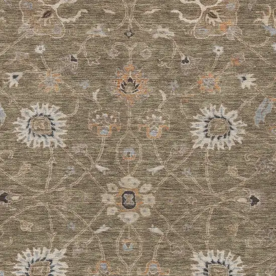 Brown Ivory And Coral Floral Washable Indoor Outdoor Area Rug Photo 6