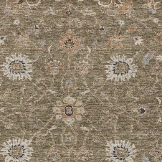 Brown Ivory And Coral Floral Washable Indoor Outdoor Area Rug Photo 6