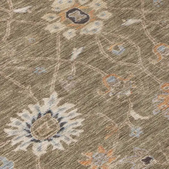 Brown Ivory And Coral Floral Washable Indoor Outdoor Area Rug Photo 5