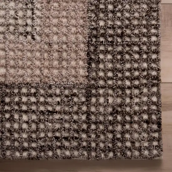 Brown Ivory And Dark Brown Wool Oriental Hand Tufted Area Rug Photo 2