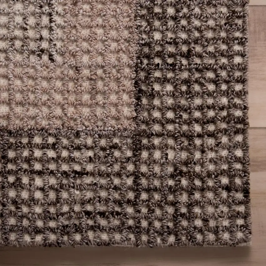 Brown Ivory And Dark Brown Wool Oriental Hand Tufted Area Rug Photo 2