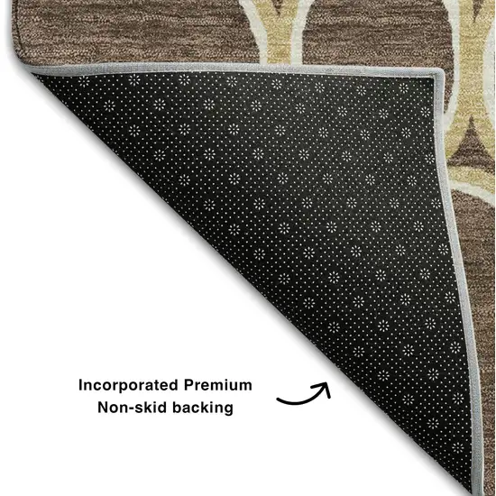 Brown Ivory And Gold Geometric Washable Area Rug With UV Protection Photo 6