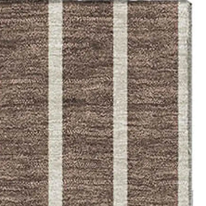 Brown Ivory And Gold Striped Washable Area Rug With UV Protection Photo 2