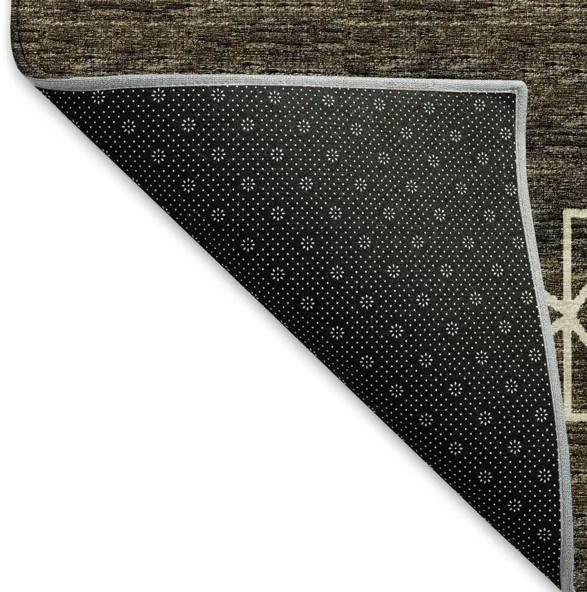 Brown Ivory And Gold Tribal Washable Area Rug With UV Protection Photo 7