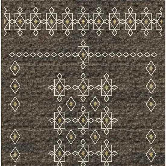 Brown Ivory And Gold Tribal Washable Area Rug With UV Protection Photo 4
