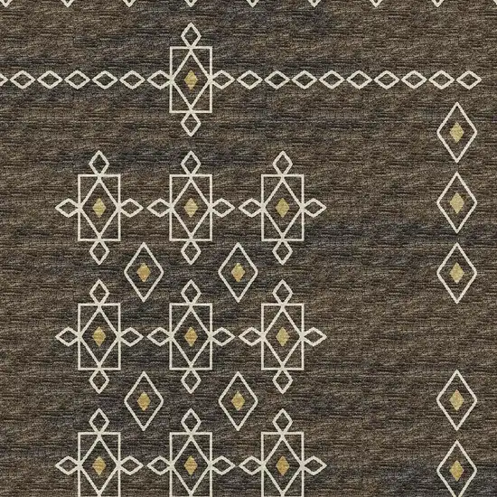 Brown Ivory And Gold Tribal Washable Area Rug With UV Protection Photo 4