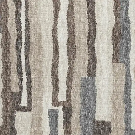 Brown Ivory And Gray Abstract Washable Area Rug With UV Protection Photo 4