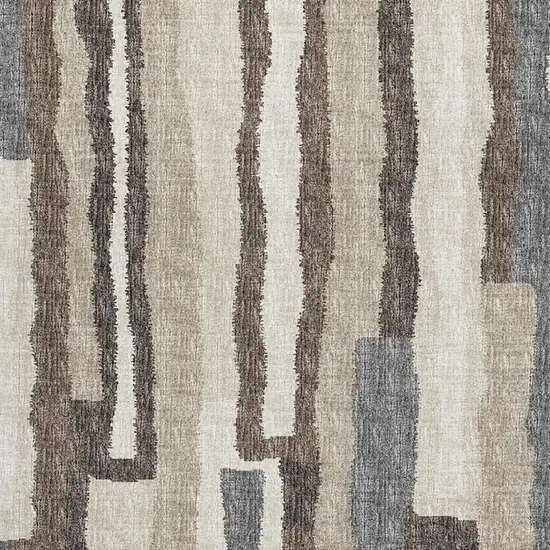 Brown Ivory And Gray Abstract Washable Area Rug With UV Protection Photo 4