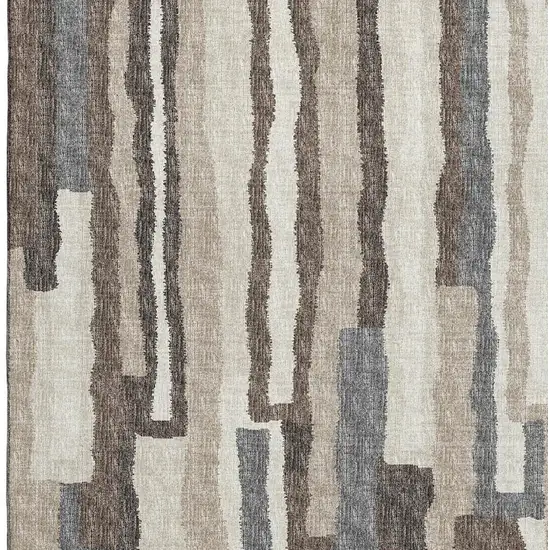 Brown Ivory And Gray Abstract Washable Area Rug With UV Protection Photo 5