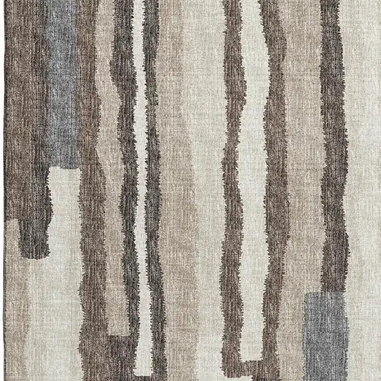 Brown Ivory And Gray Abstract Washable Area Rug With UV Protection Photo 4