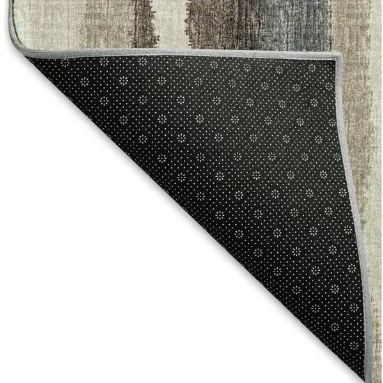 Brown Ivory And Gray Abstract Washable Area Rug With UV Protection Photo 8